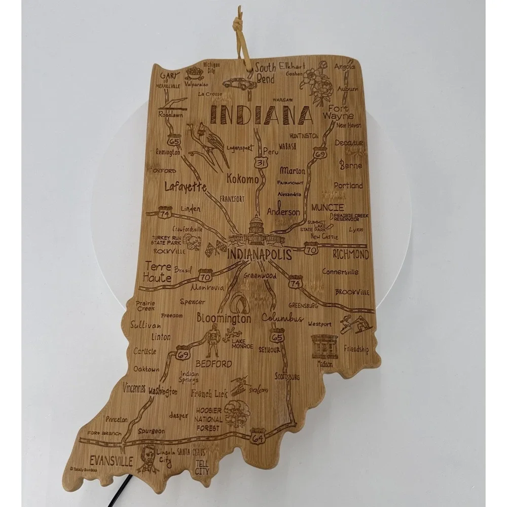 Totally Bamboo Destination Indiana State Shaped‎ Serving and Cutting Board
